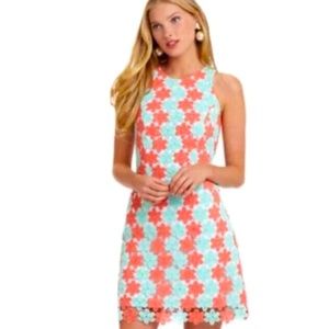 Lilly Pulitzer Pearl Sunrise Orange Two Tone Truly Petal Lace Shift Dress